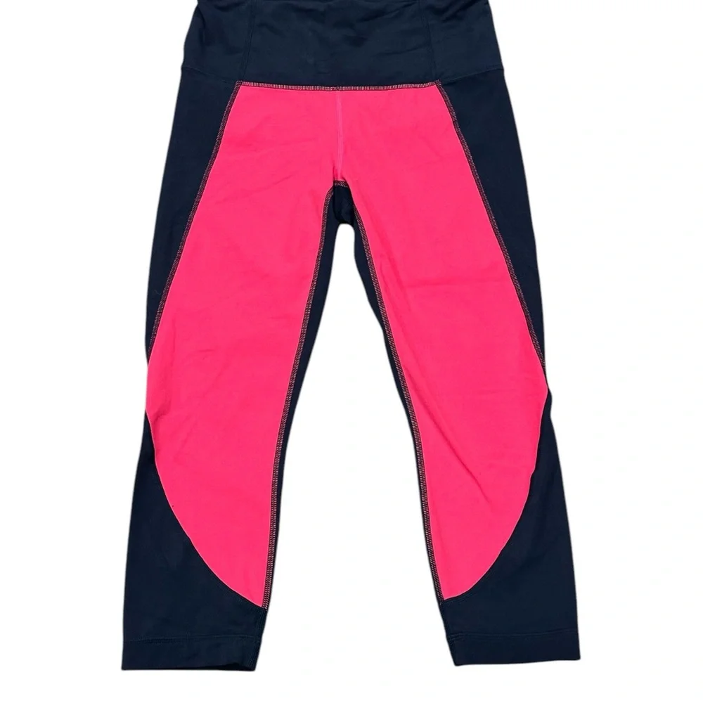 Women's Athleta Small Capri Pants Leggings Blue Pink Pull On Stretch Active NWT - Picture 3 of 9